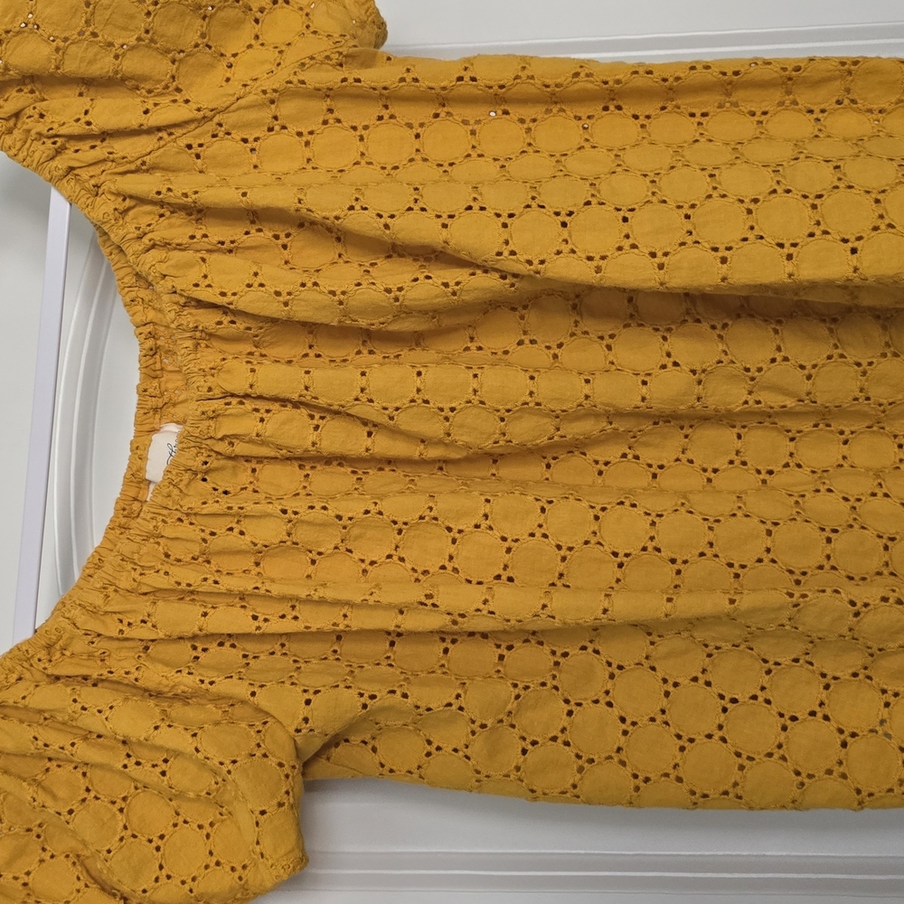 Mustard Yellow Eyelet Blouse
